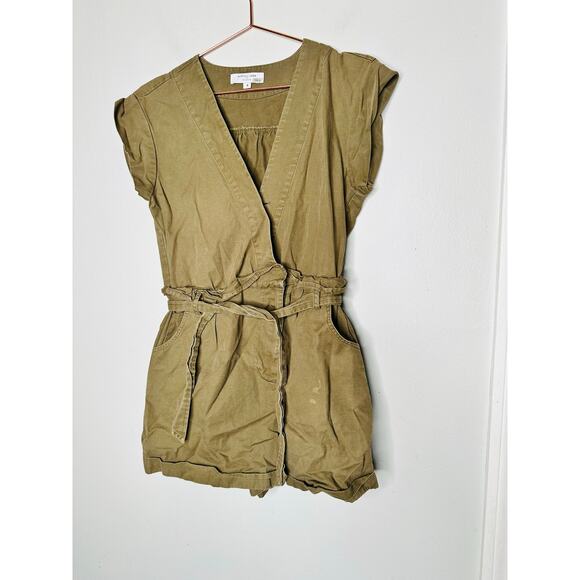 MARISSA WEBB Olive Canvas V-Neck One Piece Front Zip Romper Size 4 - Picture 3 of 12